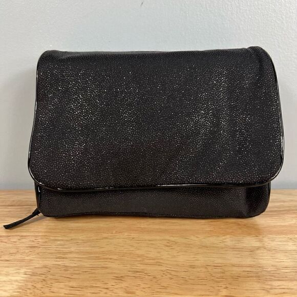 Lancôme, Black Glitter Make up Cosmetics Travel Pouch Zip Top & Flap Closure - Picture 6 of 11